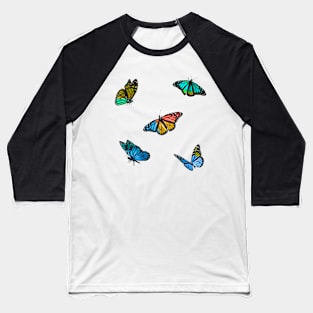 Colourblock Butterflies Sticker Pack Baseball T-Shirt